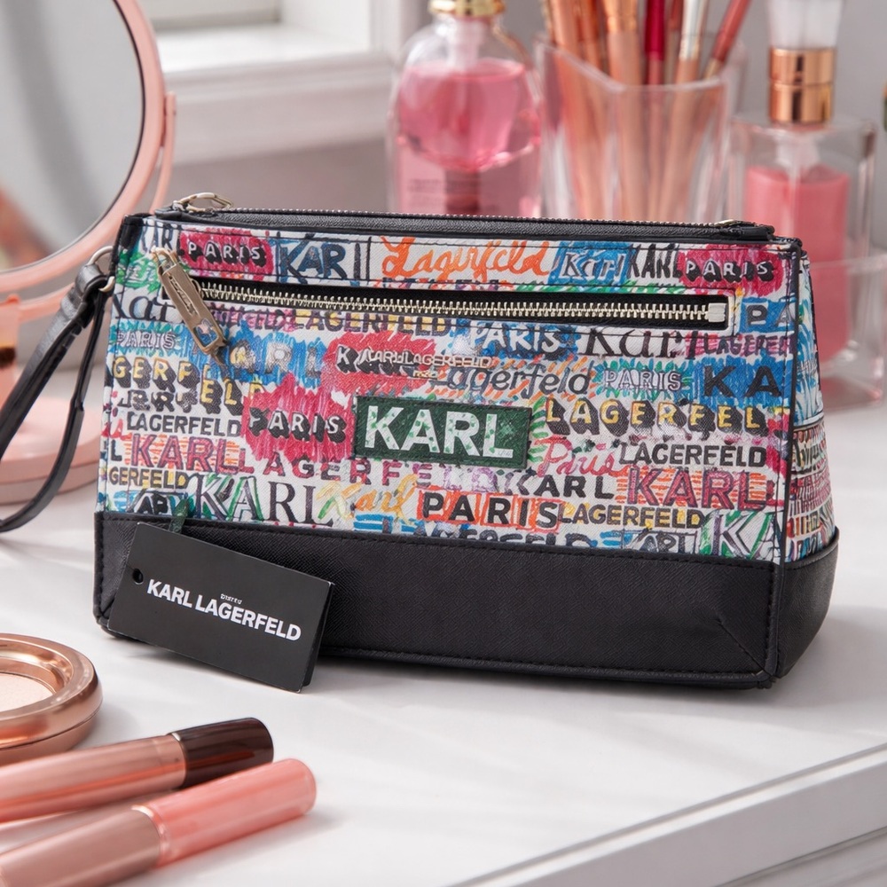 Karl Lagerfeld Colorful Logo makeup bag
